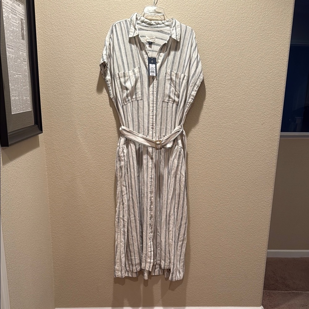 Universal Thread Striped Midi Dress - Black and White